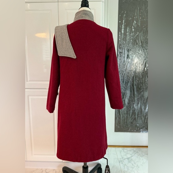 VTG 🇨🇦 Made in Canada 70s Mod Wool Coat Colour Block Contrast Scarf - S - Picture 11 of 15